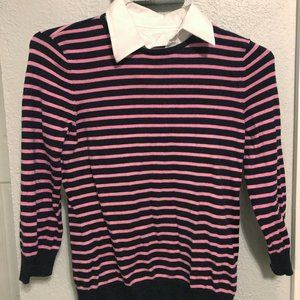Pink and Navy Striped Sweater